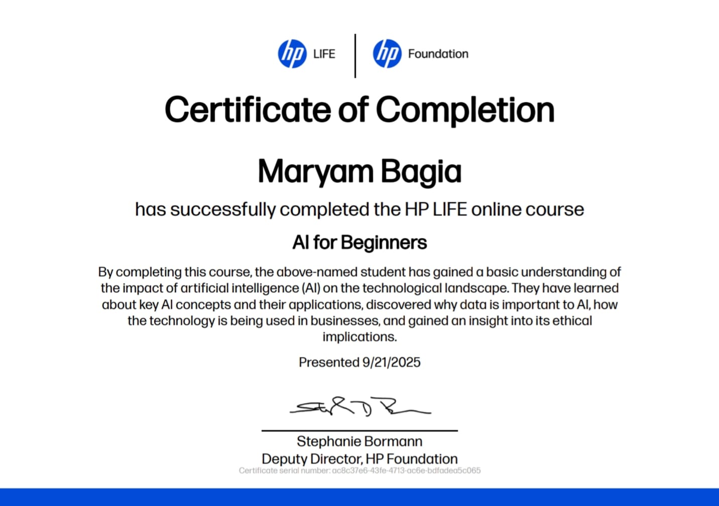 AI for Beginners Certificate